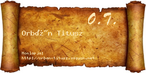 Orbán Titusz névjegykártya